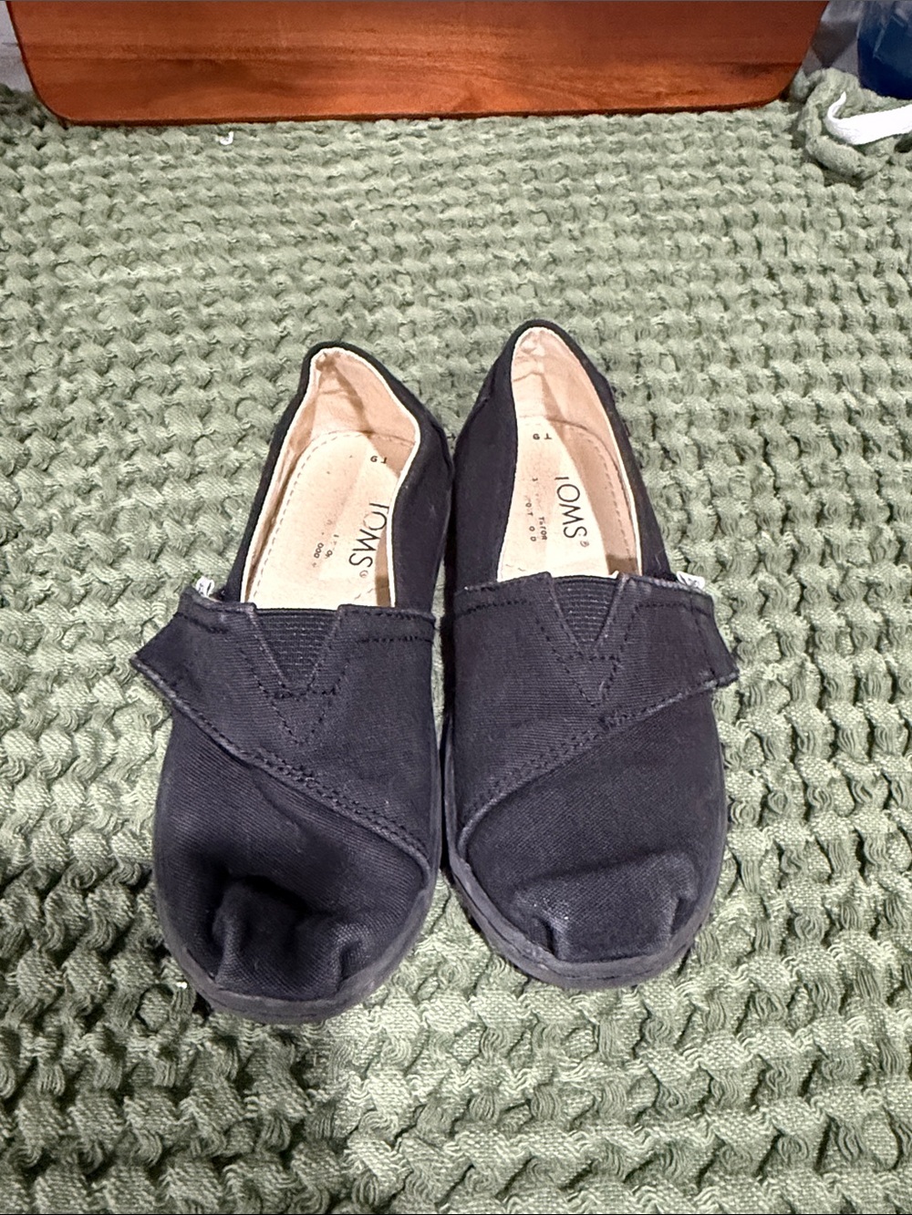 TOMS Kids Black Canvas Slip-On Sneakers